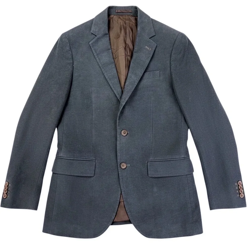 Club Monaco Grant Fit Mens 38 Cotton Blazer Sport Coat Dark Teal Blue Academia
